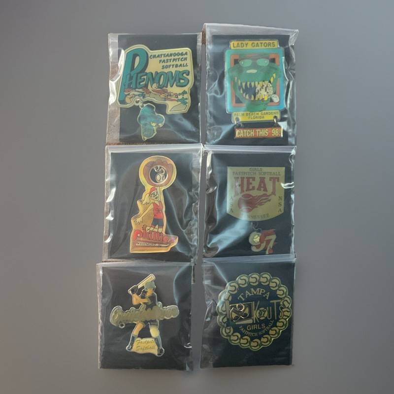 Girls State FastPitch Softball Team Tournament Backpack Lapel Pin Lot of 6