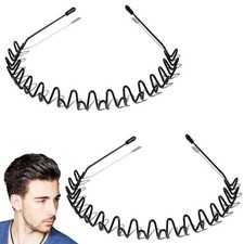 2 Pcs Metal Headband, Spring Wavy Metal Hair Band, Metals Hair Band for Men Wome
