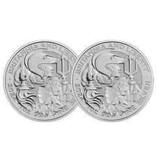Lot of 2 - 2024 U.K. 2 Pound Silver Britannia & Liberty .999 BU