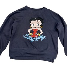 Betty Boop Charcoal Gray Long Sleeve Split Side Sweatshirt Size M
