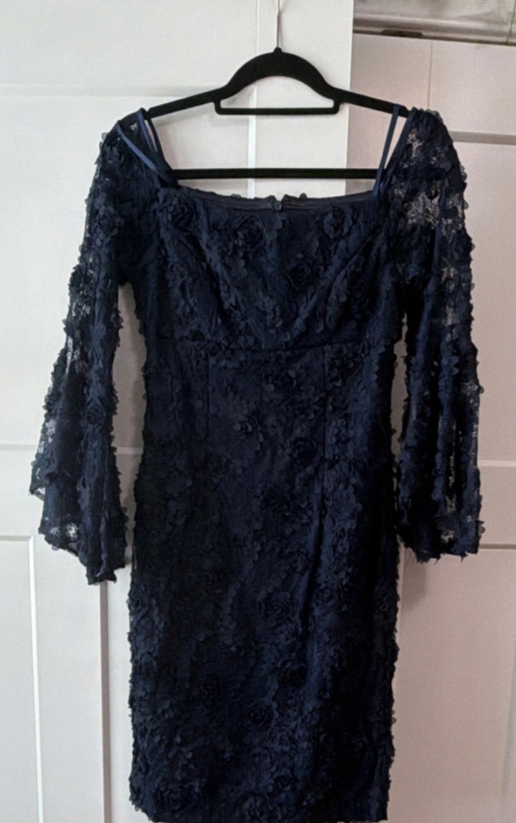 fitted lace wedding dress Amazon.com: Xscape Womens Long Sleeve Raised Floral Lace Midi Length (Reg  and Petite) Cocktail Dress, Navy, 4 US : Clothing, Shoes & Jewelry