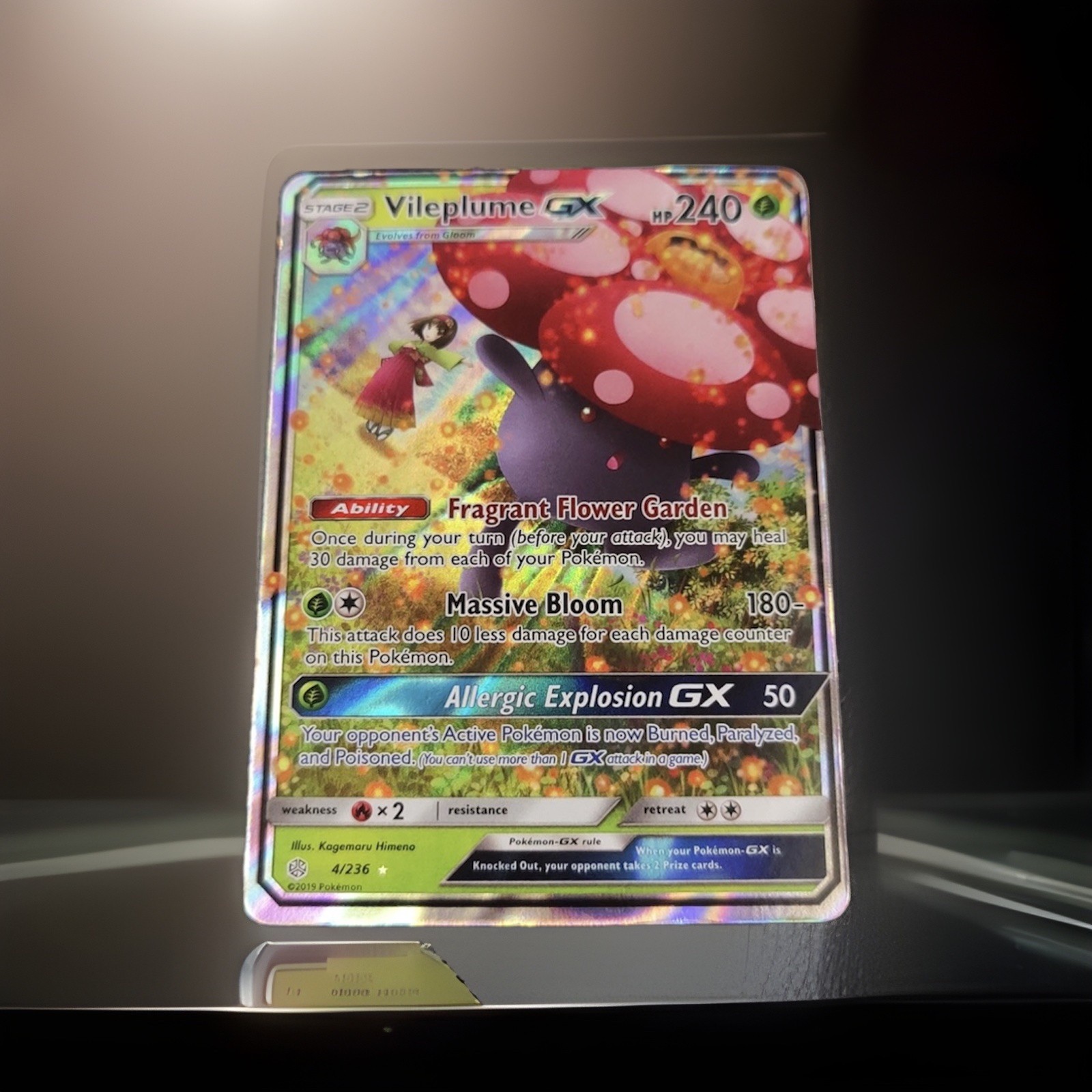 Pokémon Vileplume GX 211/236 SM Cosmic Eclipse Ultra Rare Full Art Holo MINT