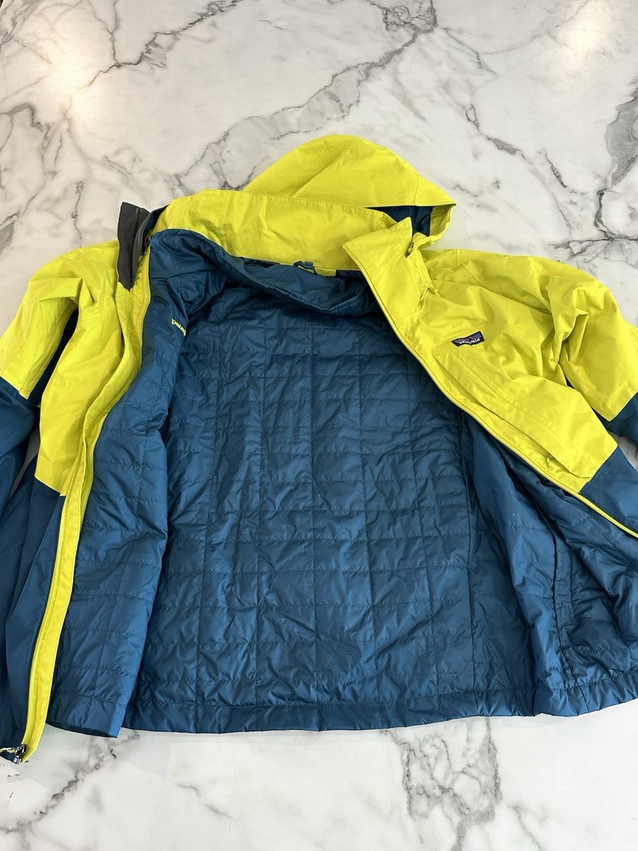 Patagonia Men's 3-in-1 Jacket Yellow Blue Full Zip Stand-Up Collar