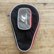 Table Tennis Bat Paddle Cover Cornilleou With Ball Pocket Silver Black Red Zipup