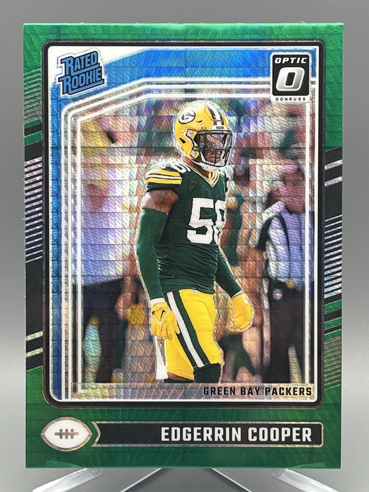 Edgerrin Cooper Rated Rookie Green Hyper Packers 2024 Panini Donruss Optic #231