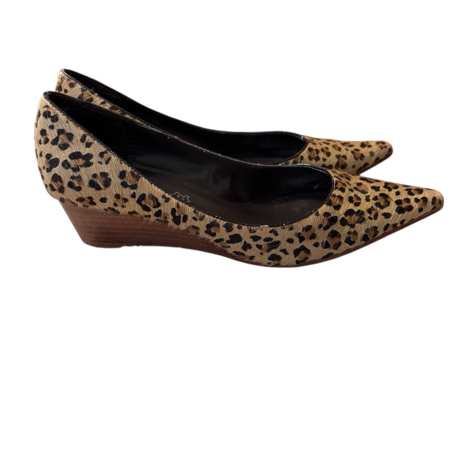 Aldo Women’s Low Wedge Heel 38 US Size 8 Cheetah Print Fur Leather Pointed Toe