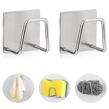 2 Pack Stainless Steel Sponge Holder Adhesive Kitchen Sink Sponge Holder