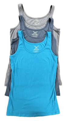 FADED GLORY 3 WOMENS MEDIUM 8-10 TANK TOPS - LIGHT BROWN, GREY & TURQUOISE