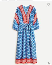 J Crew  Women’s Size XS Blue Floral V-Neck Cover-Up Dress Beach Boho Vibrant