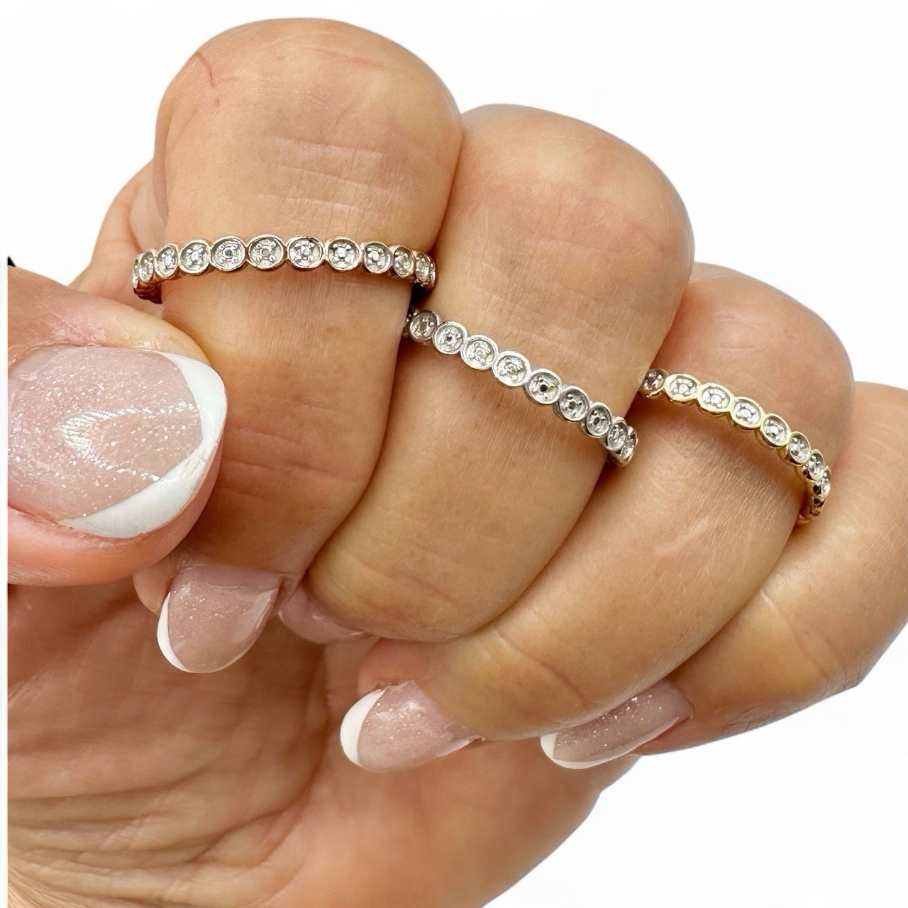 PAJ 925 Sterling Silver Eternity Stack Ring Bezel… - image 8