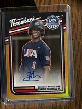2025 Panini Stars & Stripes Gold Prizm Throwback Enrique Bradfield Jr. Auto /10