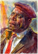 Howlin' Wolf - Original Handmade Watercolor Painting, Chicago Blues Icon