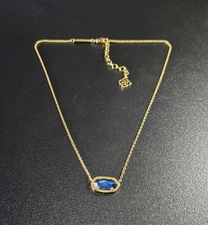 Kendra Scott Elisa Gold Navy Abalone Pendant Necklace