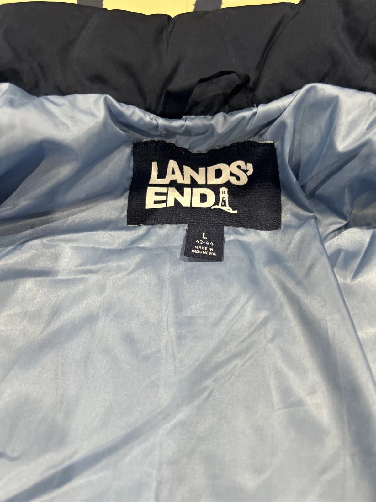 Lands End Down Fill Blue Puffer Jacket Men's L Full Zip, Pockets, Outdoors image 3