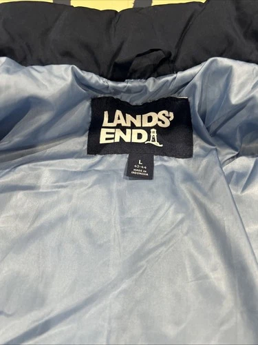 Lands End Down Fill Blue Puffer Jacket Men's L Full Zip, Pockets, Outdoors image 3