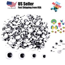 1000 Pcs Black Wiggle Googly Eyes with Self-Adhesive, 6mm 8mm 10 mm 12mm Mixe...