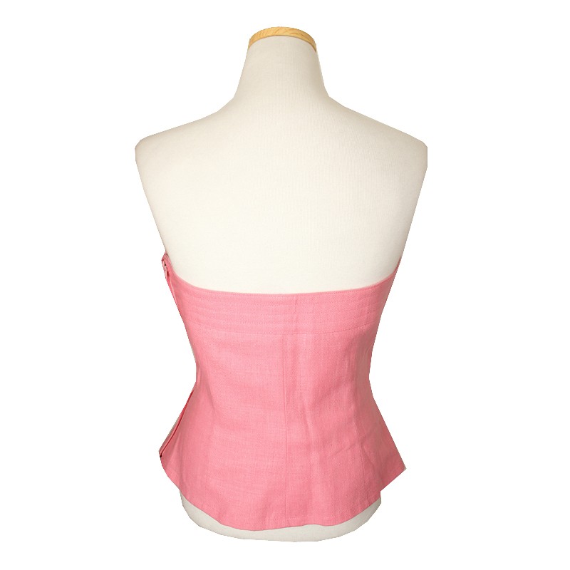 Top a tubino Saint Laurent YSL in lino rosa 42 47111702