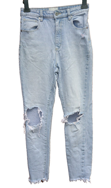 Womens Abrand High Skinny Light Blue Ripped Torn Knees Casual Jeans Size 8