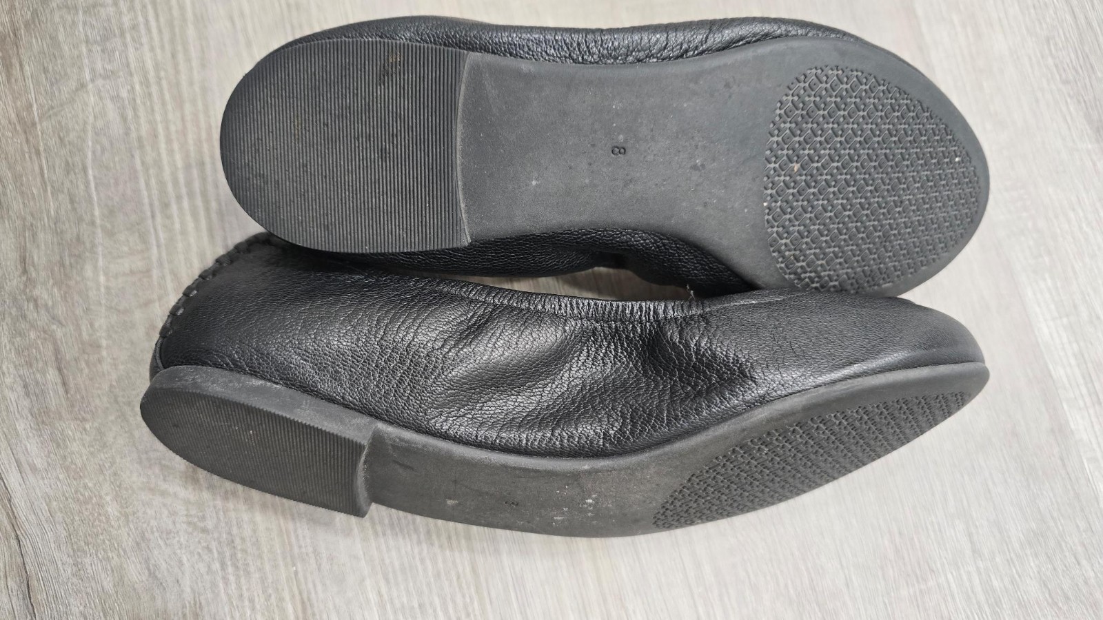 TORY BURCH ALLIE BLACK LEATHER BALLET FLAT SIZE 8 thumbnail 4