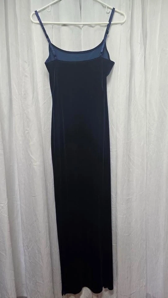 Maxi Vestido Sin Mangas De Colección Y2K Bebe Azul Marino Terciopelo Gótico Capricho Vampiro Bruja Pequeño Foto 2 de 4