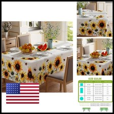 XCHI Summer Sunflower Bees Rectangle Tablecloth Decorations 60x104 Inch