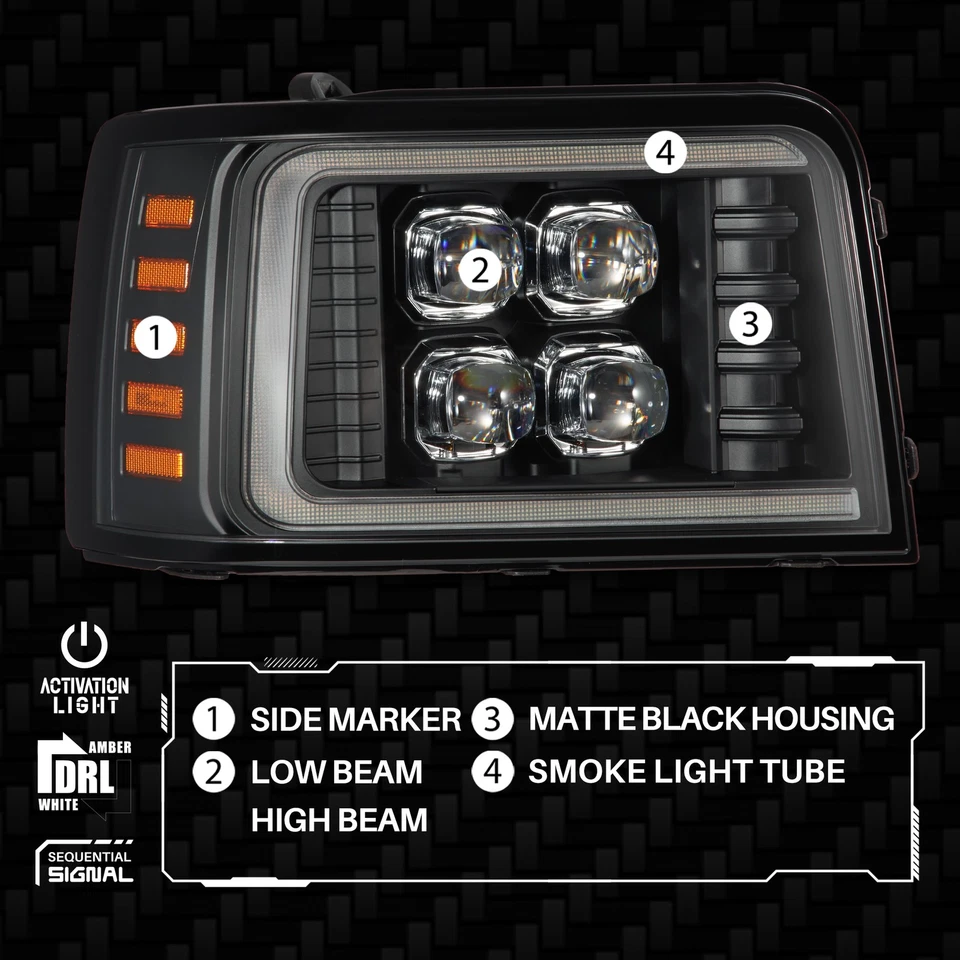 For AREX 1992-1996 Ford F-Series/Bronco NOVA-Series Projector Headlights Chrome - Image 4 of 4