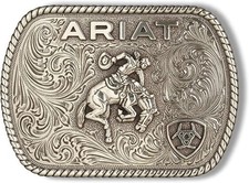 Ariat Mens Rectangle Vintage Saddle Bronc Motif Engraved Belt Buckle