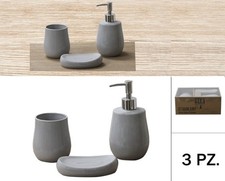 Set 3 Pezzi Accessori Bagno in Ceramica Jerry Grigio Beca