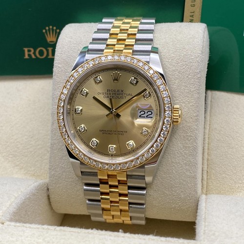 Rolex Datejust 36mm 126283RBR or Jaune Diamant Champagne Cadran Montre Box Paper - Photo 2 sur 7