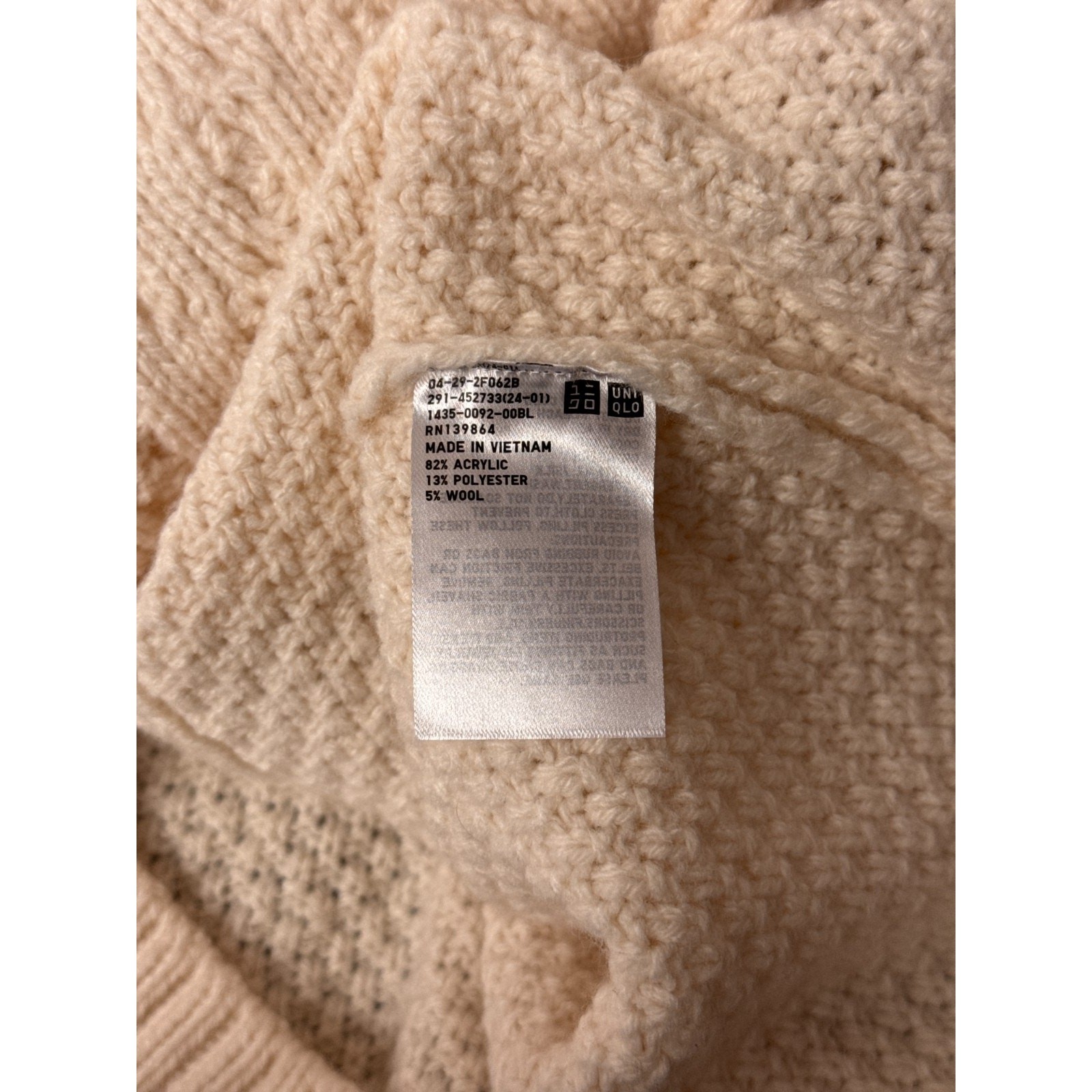 New Uniqlo Sweater Dress Large Womens Wool Blend Chunky Cable Knit Cream thumbnail 8