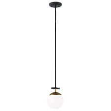 Kovacs P351-618 Alluria Mini Pendant with Etched Opal Glass - Black/Gold