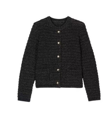 BA&SH Gaston schwarz/silberne Strickjacke, Größe 0 / XS-S, neu mit Etikett
