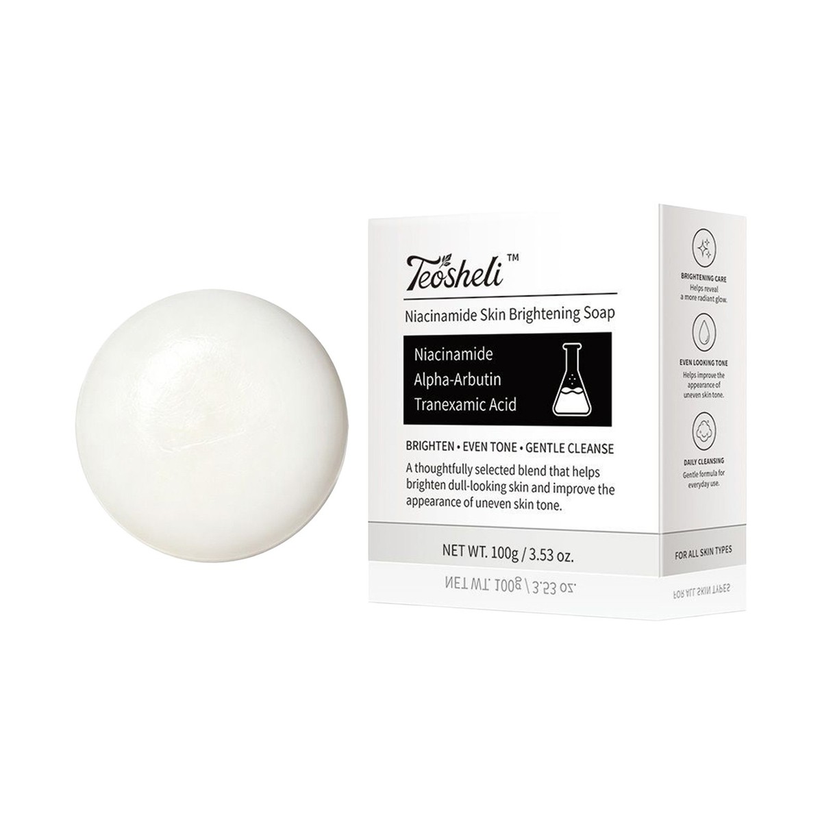 Teashell Niacinamide Soap Bar Alpha-Arbutin Tranexamic Acid Skin Cleansing Soap