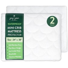 Waterproof Mini Crib Mattress Protector   2 Pack, 24" x 38" Quilted Ultra Sof...