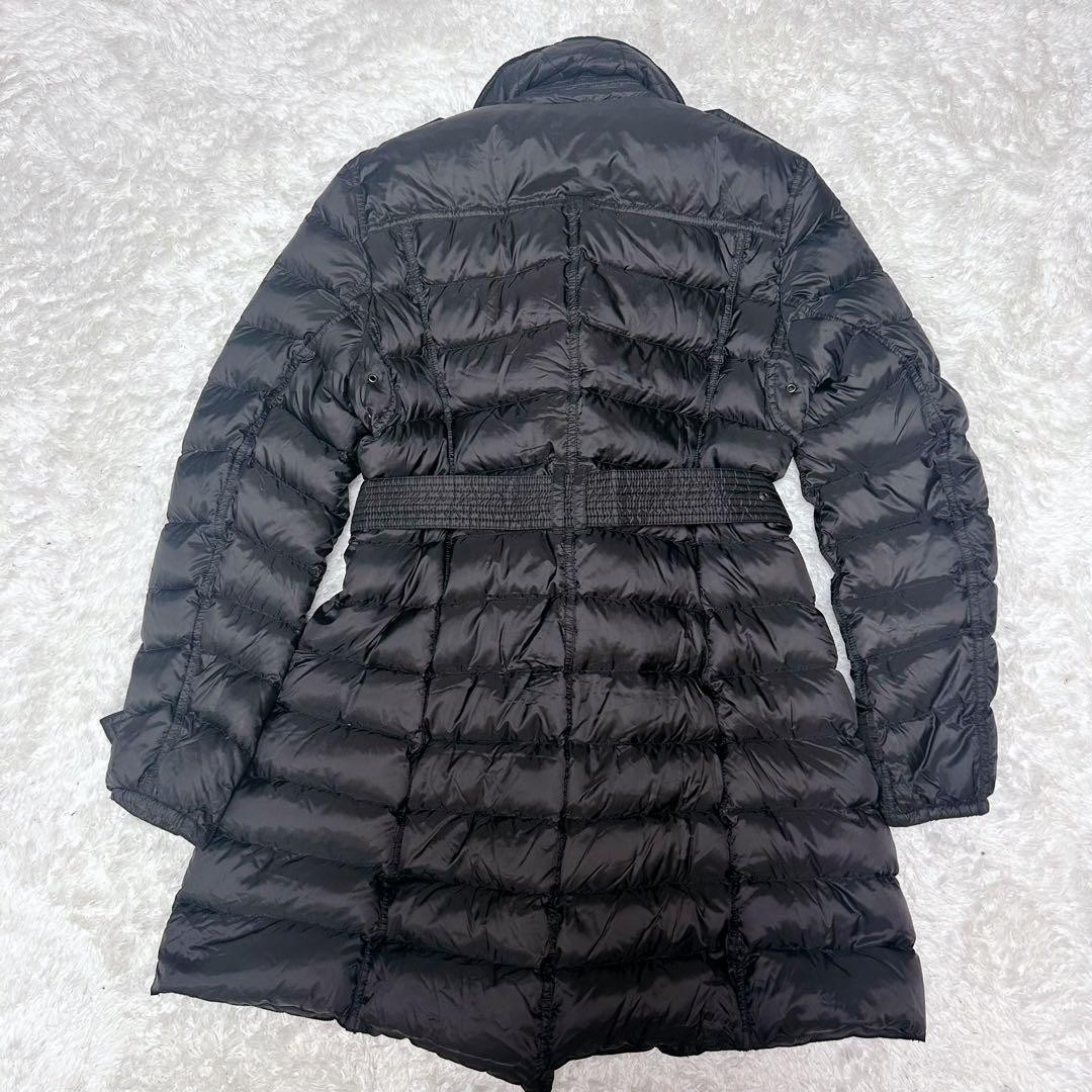 BURBERRY BRIT Down Coat Black Nova Check Belted Long Jacket Size L