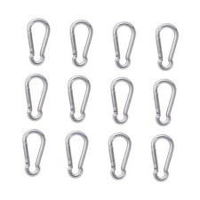 12 Pcs Small Carabiner Clip - Stainless Steel Spring Snap Hook M4 1.57Inch -12P