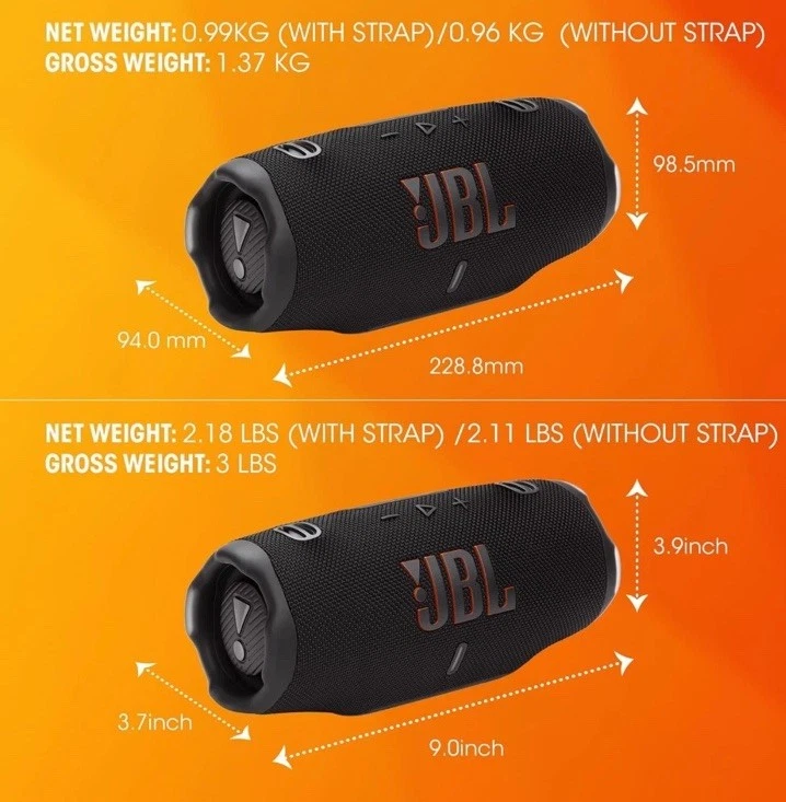 JBL Charge 6 Portable Waterproof Bluetooth Speaker with Carrying Strap (Blue) - Image 2 of 2