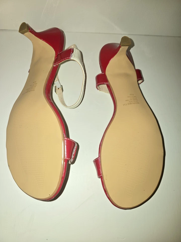Zapatos De Colección Años 90 Puntera Abierta Patente Rojo Patente Baja Curación Alta Para Mujer Talla 9.5   Foto 4 de 4