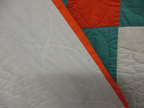 Vintage 1940's Quilt yellow orange & nile green Applique Daffodils Flowers - Picture 8 of 8
