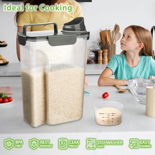 Rice Storage Container 5 To 10lb Dry Food Airtight Dispenser Pet Dog Cat Food Ca - Picture 5 of 7