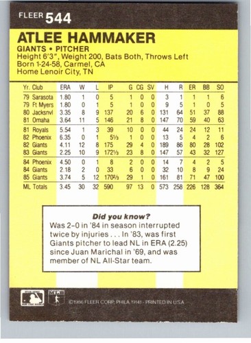 1986 Fleer Baseball Complete Your Set You Pick Choose #496 - 660 - Picture 99 of 295