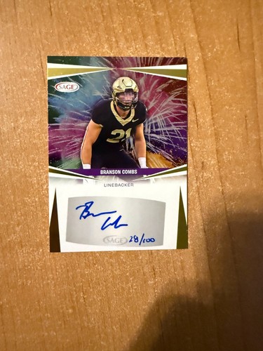 2025 Sage High Series Football - Branson Combs - Gold Auto #d /100 - Afbeelding 3 van 3