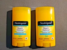 (2) Neutrogena Beach Defense Sunscreen Stick Broad Spectrum SPF 50+ 1.5 Oz