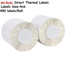 60 Rolls 450/Roll 4x6 Direct Thermal Shipping Labels - Zebra Eltron ZP450 LP2844