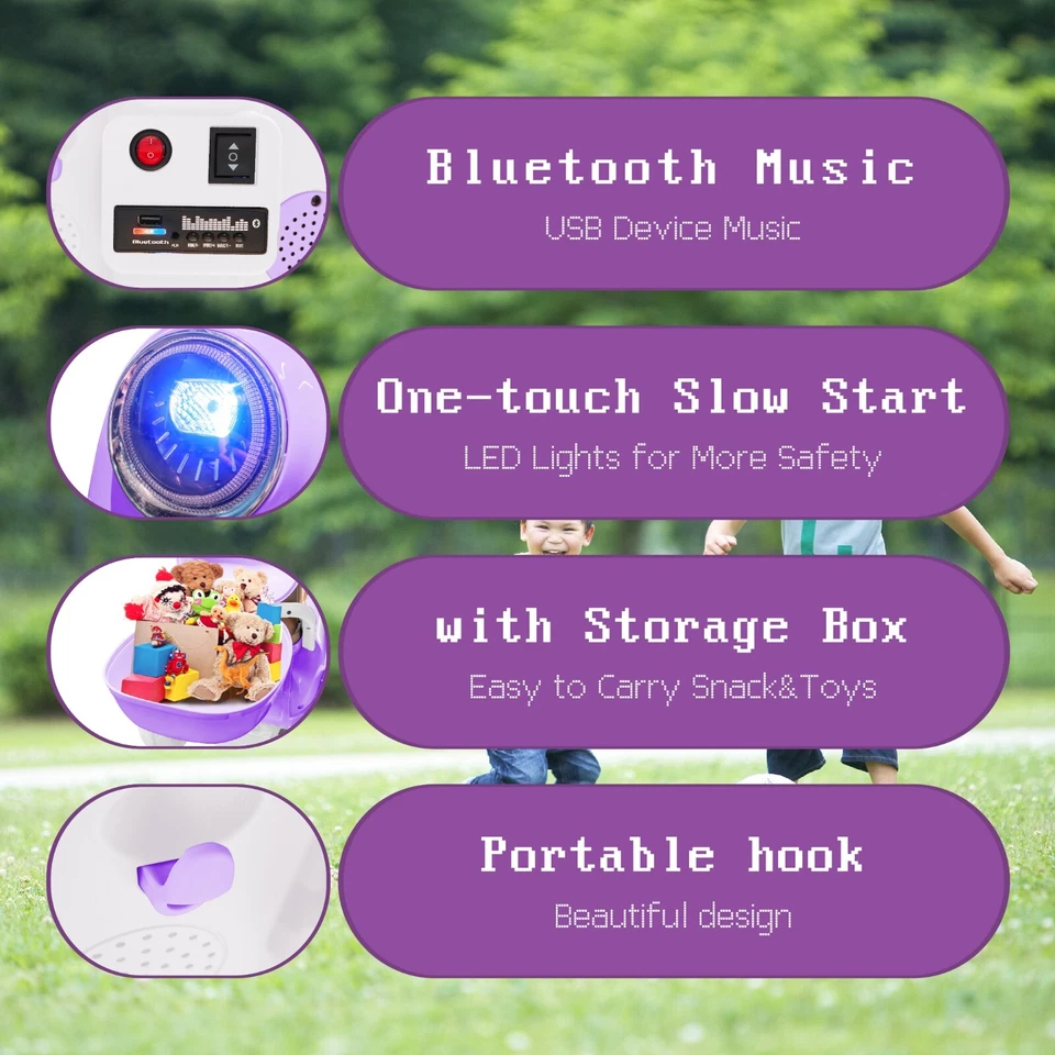 12v Kids Ride On Motorcycle Girl Moped Battery Electric Motorbike with LED MP3 - Image 3 of 4