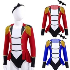 Kids Girls Circus Ringmaster Costume Bodysuit Halloween Performance Fancy Dress