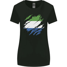 Torn Sierra Leone Flag Leonian Day Football Womens Wider Cut T-Shirt