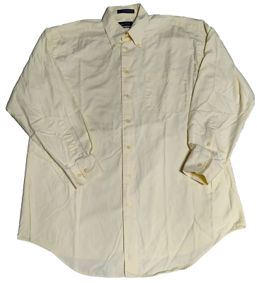 NAUTICA 80'S 2 PLY Men 16 32/33 Yellow Cotton Button-Up Dress Shirt