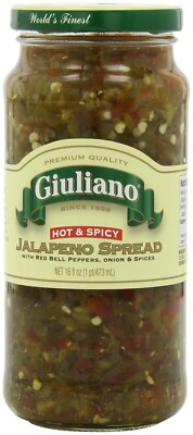Giulianos' Specialty Foods Spread,Pepper Sprd Jlpno Hot 16 Ounce (Pack of 6)