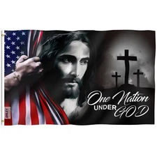 Anley 3x5 One Nation Under God Flag Good Friday Christian Jesus American Flags
